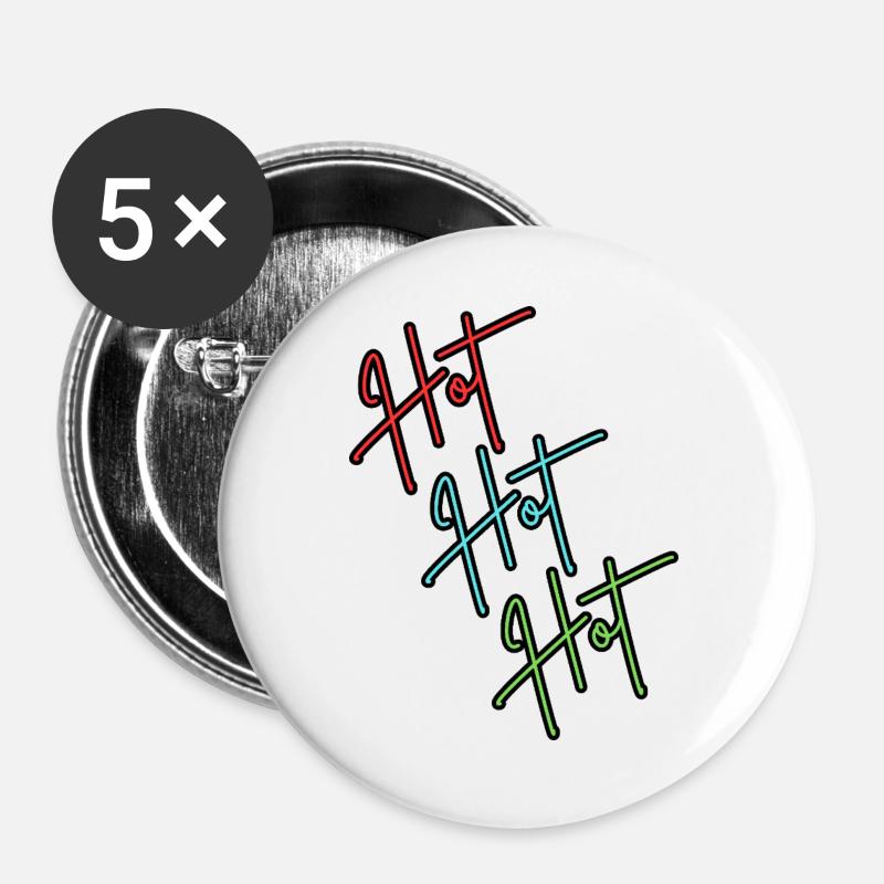 Hot Hot Hot - Buttons large 2.2''/56 mm (5-pack) - white