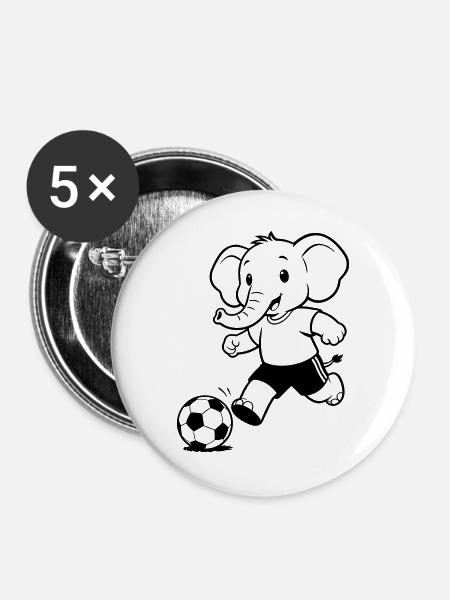 Elephant Football - Buttons groß 56 mm (5er Pack) - Weiß
