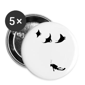 mantas_taucher - Buttons groß 56 mm (5er Pack) - Weiß - Vorne