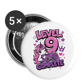 Level 9 Complete Unicorn Controller Girl - Buttons large 2.2''/56 mm (5-pack) - white - Front