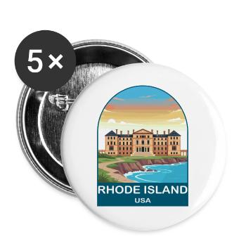 Rhode Island, USA Vintage-Reiseposter - Buttons groß 56 mm (5er Pack) - Weiß - Vorne