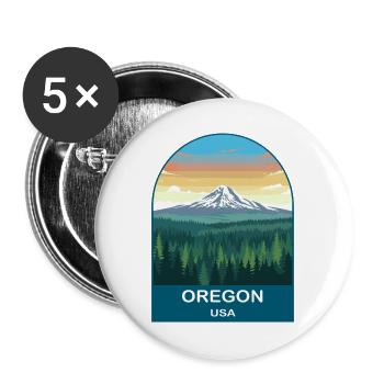 Art d’affiches de voyage vintage Oregon USA - Lot de 5 grands badges (56 mm) - blanc - Devant