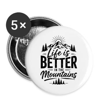 Life is Better in the Mountains – Vintage Outdoor - Buttons large 2.2''/56 mm (5-pack) - white - Front