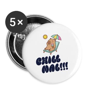 Sonnenbär am Strand mit Eis - Buttons large 2.2''/56 mm (5-pack) - white - Front