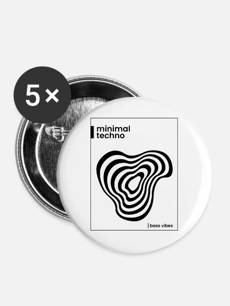 minimalistisches Techno-Plakatdesign - Buttons groß 56 mm (5er Pack) - Weiß