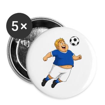 Fußballspieler springt  zum Ball - Buttons groß 56 mm (5er Pack) - Weiß - Vorne