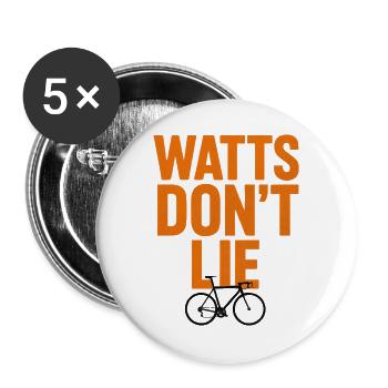 Watts Don’t Lie Fahrradpower Design - Buttons groß 56 mm (5er Pack) - Weiß - Vorne
