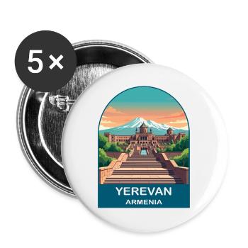 Jerewan Armenien Berg Ararat Vintage Reisekunst - Buttons groß 56 mm (5er Pack) - Weiß - Vorne