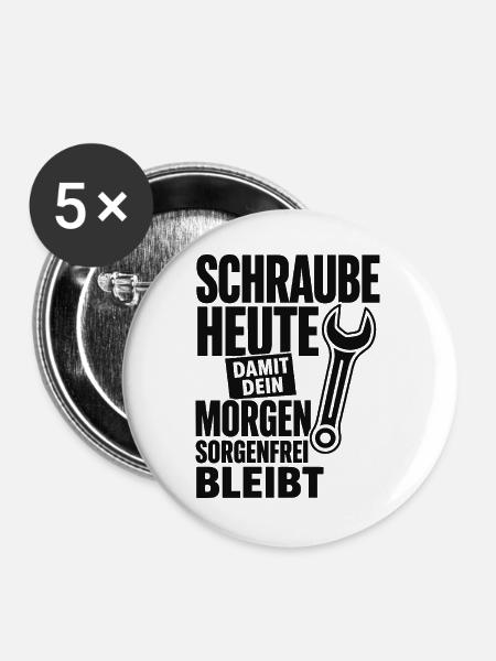 Schraube Heute Sorgenfrei - Buttons groß 56 mm (5er Pack) - Weiß