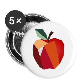 Geometrischer Apfel–Minimalistisches Frucht Design - Buttons groß 56 mm (5er Pack) - Weiß - Vorne