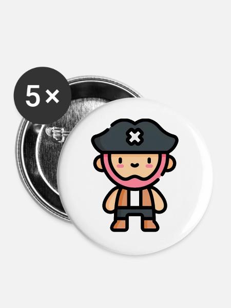 Pirat Pirat Baby-Pirat - Buttons groß 56 mm (5er Pack) - Weiß