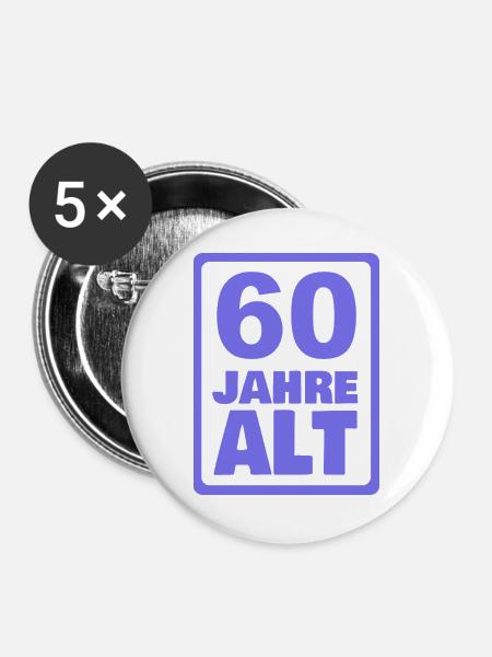 Alter 60 - Buttons groß 56 mm (5er Pack) - Weiß