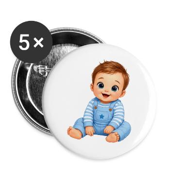 Baby Boy Junge Comic - Buttons large 2.2''/56 mm (5-pack) - white - Front
