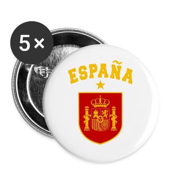 SPANIEN SPAIN España EUROPA SPANISCHE SPORT FAN - Buttons groß 56 mm (5er Pack) - Weiß - Vorne
