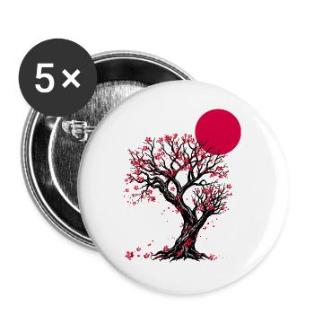 Karmesinblüten-Mondbaum - Buttons groß 56 mm (5er Pack) - Weiß - Vorne