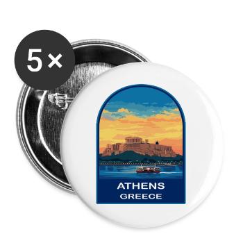 Athen Griechenland Akropolis Retro Sonnenuntergang Reiseabzeichen - Buttons groß 56 mm (5er Pack) - Weiß - Vorne