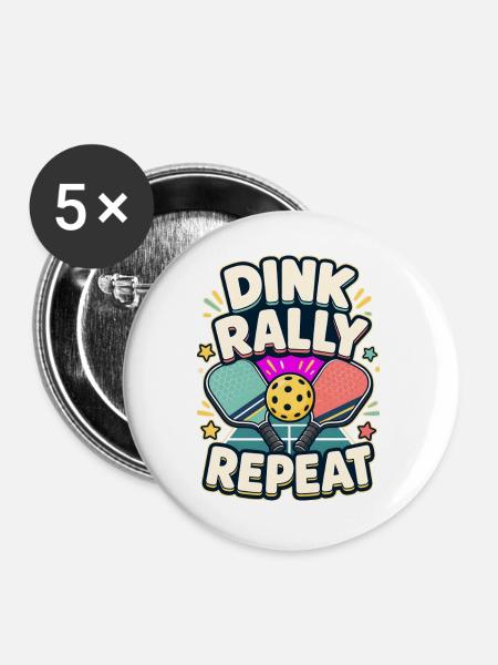 DINK RALLY REPEAT Nickerchen - Buttons groß 56 mm (5er Pack) - Weiß
