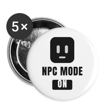 Mode PNJ activé - Mème de jeu - Lot de 5 grands badges (56 mm) - blanc - Devant