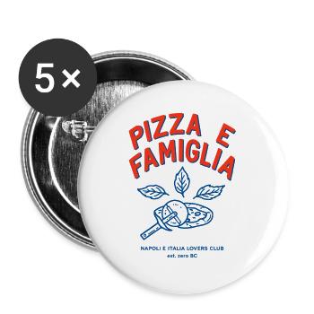 Pizza Famiglia - Buttons groß 56 mm (5er Pack) - Weiß - Vorne