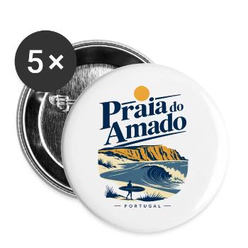 Praia do Amado Portugal Surf Beach Souvenir - Buttons large 2.2''/56 mm (5-pack) - white - Front