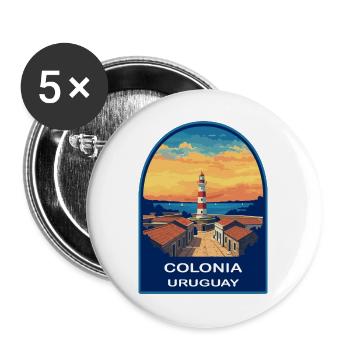 Colonia Uruguay Lighthouse Retro Sunset Badge - Buttons large 2.2''/56 mm (5-pack) - white - Front