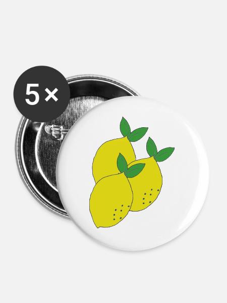 Zitrus trio - Buttons groß 56 mm (5er Pack) - Weiß