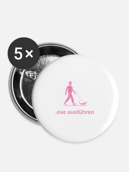 .exe ausführen ADMIN Pink - Buttons groß 56 mm (5er Pack) - Weiß