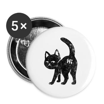 Hi-Cat – Freche Katze mit Attitüde - Buttons groß 56 mm (5er Pack) - Weiß - Vorne
