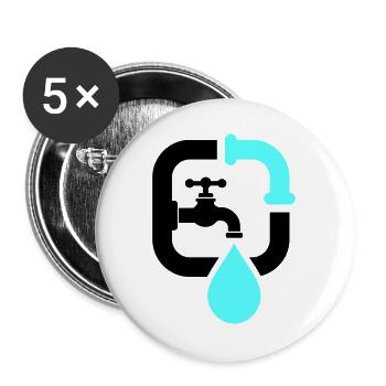 Logo du tuyau de robinet de plombier - Lot de 5 grands badges (56 mm) - blanc - Devant