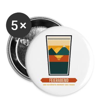 Feierabend im Glas – Sonnenuntergang - Buttons groß 56 mm (5er Pack) - Weiß - Vorne