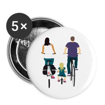 Faire du vélo ensemble - Lot de 5 grands badges (56 mm) - blanc - Devant