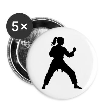 karate_woman - Buttons groß 56 mm (5er Pack) - Weiß - Vorne