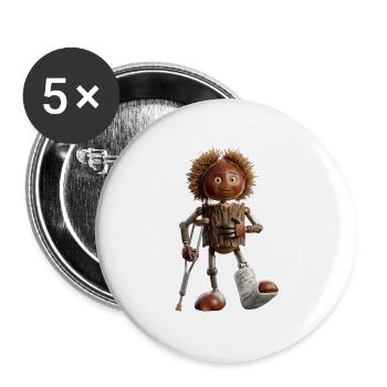 CHESTNUT BOT - The Cute Bio-Organic Robot - Buttons large 2.2''/56 mm (5-pack) - white - Front
