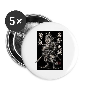 Samurai Chow Chow - Buttons groß 56 mm (5er Pack) - Weiß - Vorne