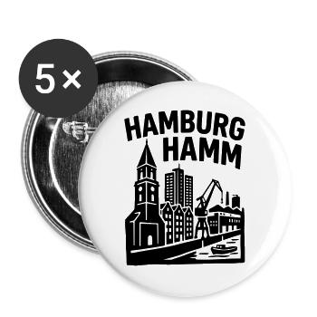 Hamburg Hamm - Buttons groß 56 mm (5er Pack) - Weiß - Vorne