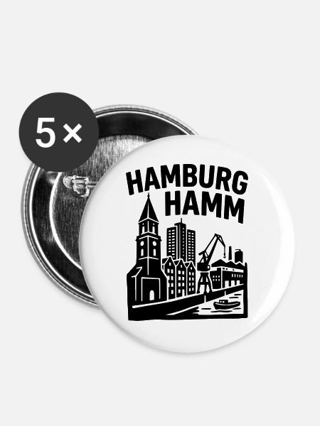 Hamburg Hamm - Buttons groß 56 mm (5er Pack) - Weiß