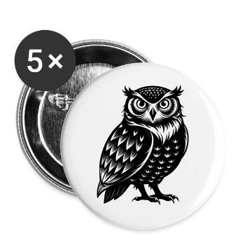 Chouette des neiges - Lot de 5 grands badges (56 mm) - blanc - Devant