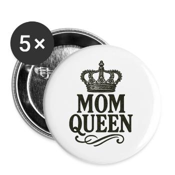 Mom Queen – Vintage Crown Statement Design - Lot de 5 grands badges (56 mm) - blanc - Devant