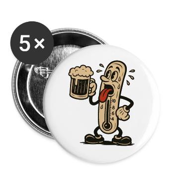 Thermomètre en Folie Bière canicule  - Lot de 5 grands badges (56 mm) - blanc - Devant