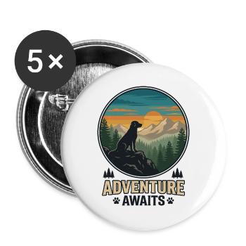Randonnée - Aventure en plein air - L’aventure attend - Lot de 5 grands badges (56 mm) - blanc - Devant