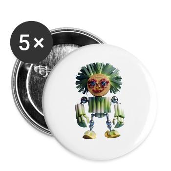 Funny Leek Man Character - Buttons large 2.2''/56 mm (5-pack) - white - Front