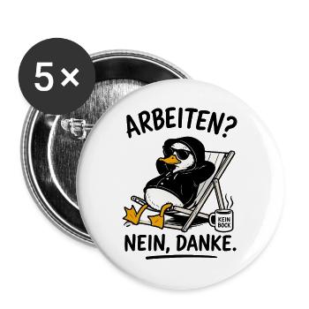 Ente im Hoodie: Kein Bock - Buttons groß 56 mm (5er Pack) - Weiß - Vorne