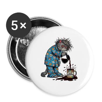 Bonjour Chat - Lot de 5 grands badges (56 mm) - blanc - Devant