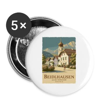 Beidlhausen Poster - Alpen Dorfharmonie - Buttons groß 56 mm (5er Pack) - Weiß - Vorne