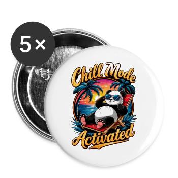 Coucher de soleil Chill Panda - Lot de 5 grands badges (56 mm) - blanc - Devant