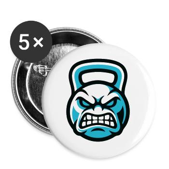 Graphique du Diable avec kettlebell - Lot de 5 grands badges (56 mm) - blanc - Devant