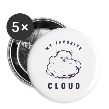 Mon nuage préféré - Poméranian - Lot de 5 grands badges (56 mm) - blanc - Devant