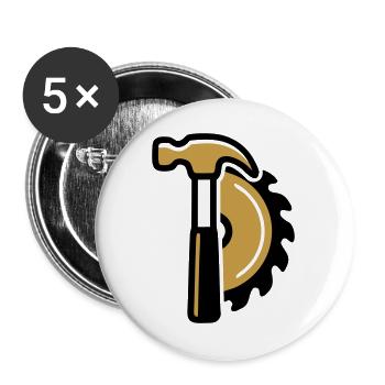 Hammer Kreissaege Logo - Buttons groß 56 mm (5er Pack) - Weiß - Vorne