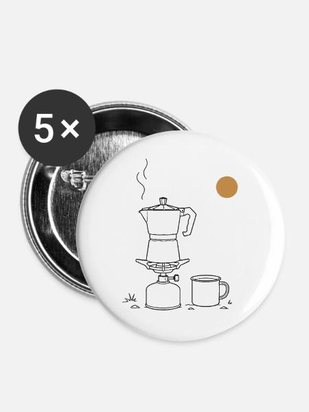 Kaffee in der Natur - Buttons groß 56 mm (5er Pack) - Weiß