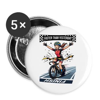 Faster Than Yesterday Anime Track Cyclist - Buttons large 2.2''/56 mm (5-pack) - white - Front